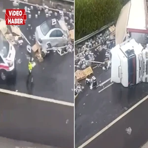 Şanlıurfa’da zincirleme kazada tır devrildi! Yol kapandı