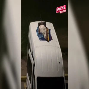 Şanlıurfa’da aşırı sıcaklar akıl sınırlarını zorladı: Çareyi aracın üstünde buldu!