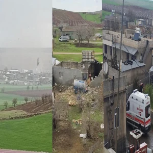 Şanlıurfa'da dehşet anları kamerada: Çatılar uçtu, direkler devrildi...