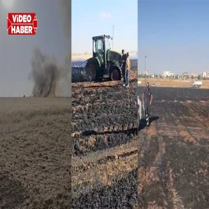 Şanlıurfa'da yangın faciası: 60 dönüm arazi kül oldu, traktör alevler ...