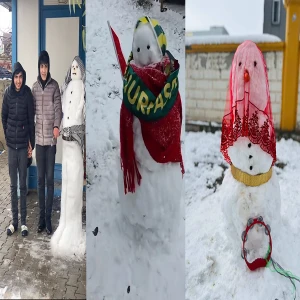 Şanlıurfa'da kimi halay çekti kimi çiğköfte yoğurdu!  Birbirinden ilginç kardan adamlar…
