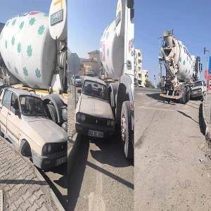 Şanlıurfa’da beton mikseri ile otomobil çarpıştı!