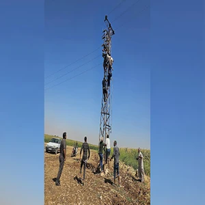 Şanlıurfa’da elektrik akımına kapılan vatandaş direkte asılı kaldı!