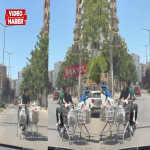 Şanlıurfa’da ezber bozan manzara! Market arabasından "motosiklet sepeti" yaptılar