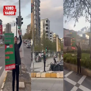 Şanlıurfa’da tek başına Filistin’in sesi oldu!