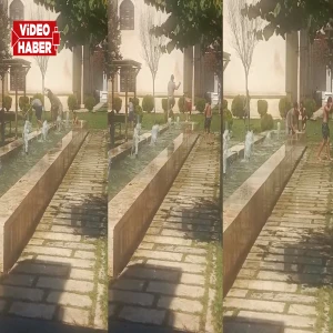 Şanlıurfa’da çay bahçesinde çocukların tehlikeli eğlencesi