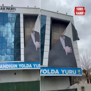 Şanlıurfa’da dev poster rüzgara yenik düştü! Reis görmesin…
