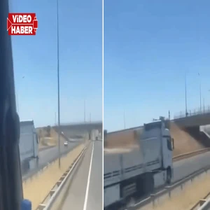 Gaziantep-Şanlıurfa yolunda hayrete düşüren görüntü! Koca tır ters yönde…