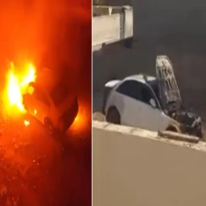 Şanlıurfa'nın ilçesinde araç kundaklandı: Yangın kamerada...