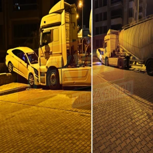 Şanlıurfa'da korkutan kaza: Freni boşalan TIR arabayı sürükledi!