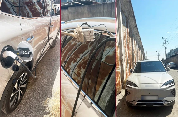 Kaçak elektrikle şarj istasyonu kurmuş!