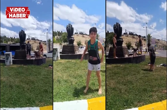 Çocuklar süs havuzlarına akın etti