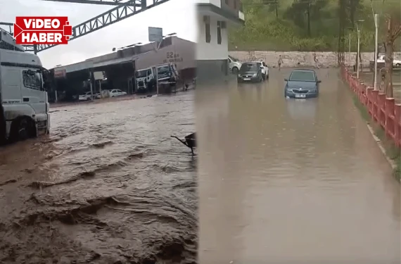 Cadde ve iş yerleri sular altında kaldı