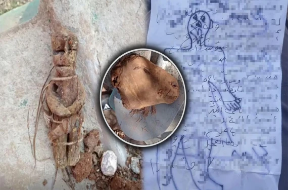 Kuzu kafası, kadın figürü…