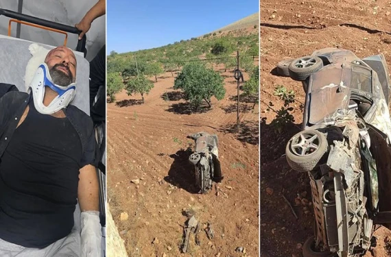 Araç şarampole yuvarlandı