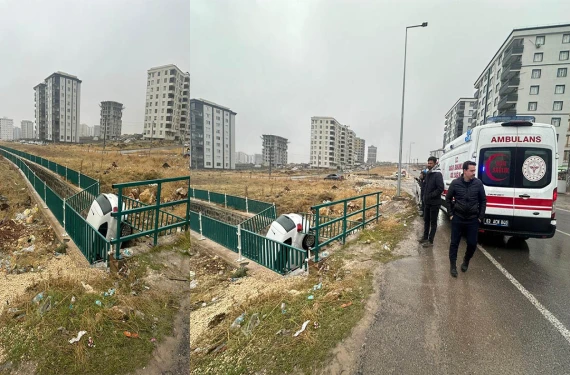 Otomobil kanala uçtu: Yaralılar var