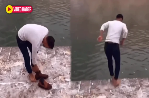 İddia uğruna karlı havada Balıklıgöl’e atladı