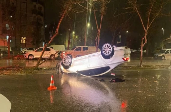 Refüjdeki ağaca çarptı