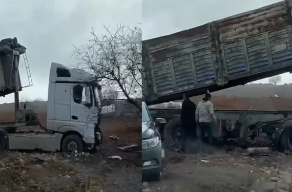 Tır şarampole devrildi