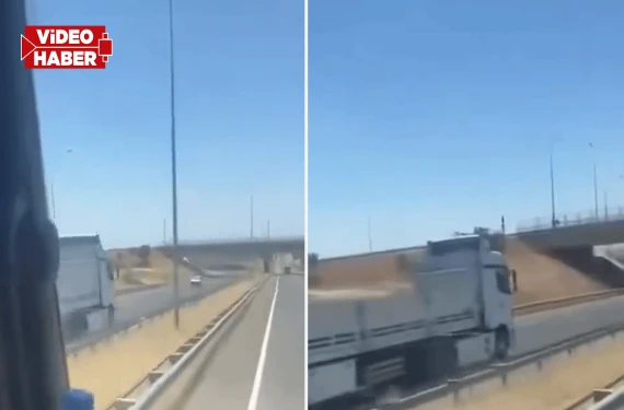Koca tır ters yönde…