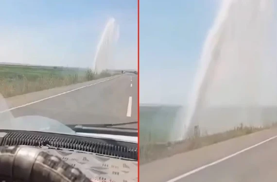 Sular metrelerce yüksekliğe fışkırdı!