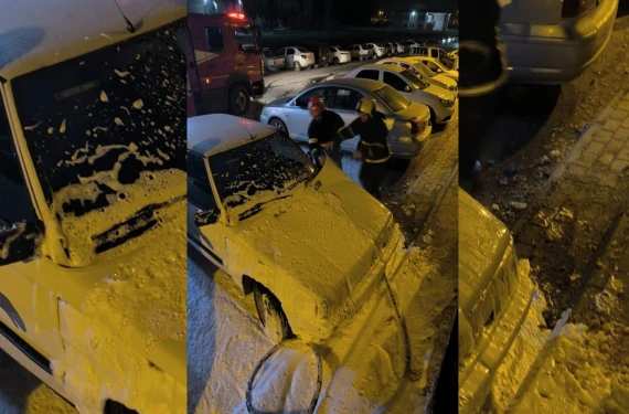 Hastane otoparkında yangın...