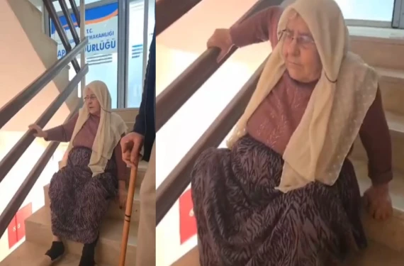 Yaşlı kadın sürüne sürüne gitti...