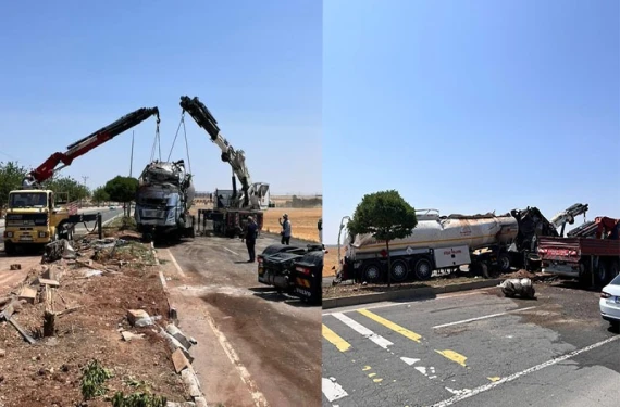 Yakıt tankeri devrildi