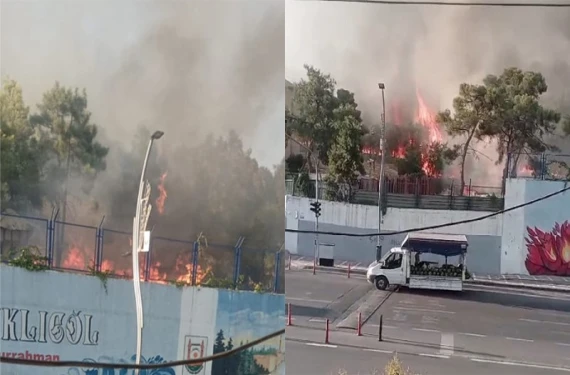 Askeri alanda yangın çıktı