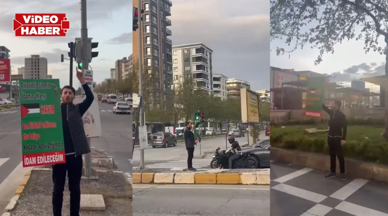 Şanlıurfa’da tek başına Filistin’in sesi oldu!