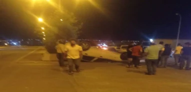 Karaköprü’de otomobil takla attı