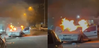 Şanlıurfa’da seyir halindeki otomobil alev alev yandı!