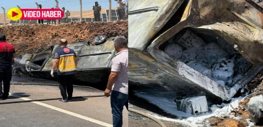 Şanlıurfa'da yanıcı madde taşıyan araç takla attı: 1 ölü, 1 yaralı