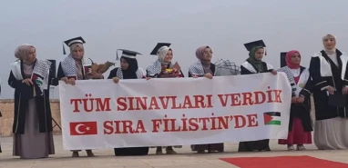 Şanlıurfa’daki mezuniyet töreninde Filistin’e anlamlı destek