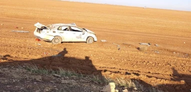 Şanlıurfa'da otomobil tarlaya devrildi: Yaralı var