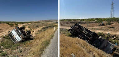 Şanlıurfa'da kamyonet şarampole yuvarlandı!