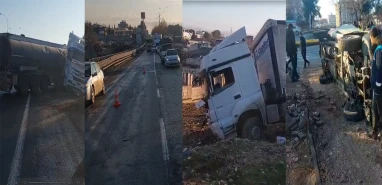 Şanlıurfa’da yol buz pistine döndü! Kazalar peş peşe geldi: 1’i ağır, 6 yaralı