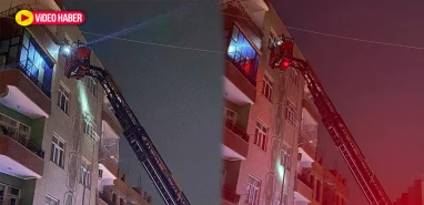 Viranşehir’de metrelerce yükseklikte mahsur kalan kedi kurtarıldı