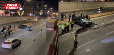 Şanlıurfa’da gece saatlerinde feci kaza! Otomobil hurdaya döndü, yaralı var