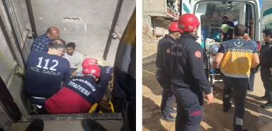 Şanlıurfa’da korku dolu anlar!  Asansör kabinini fark etmedi, boşluğa düştü