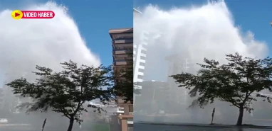 Şanlıurfa'da apartman boyunda fışkıran su herkesi sokağa döktü!