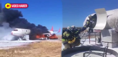 Şanlıurfa’da yanan uçak bu şekilde söndürüldü! Herkes gerçek…