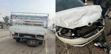 Şanlıurfa’da kontrolden çıkan otomobil pikaba çarptı! Maddi hasarlı kaza