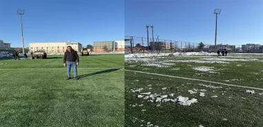 Viranşehir'de futbol aşkı kar engelini tanımadı