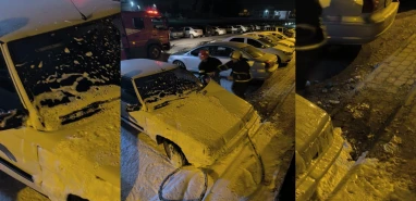 Hastane otoparkında yangın... İtfaiye ekiplerinden müdahale