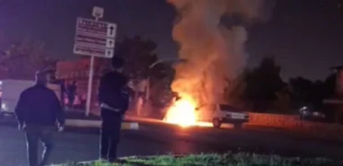 Şanlıurfa'da araç alev aldı! İtfaiyeden müdahale