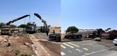 Şanlıurfa'da faciaya ramak kaldı! Yakıt tankeri devrildi