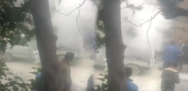 Şanlıurfa’da muayene sırasındaki araç alev aldı!