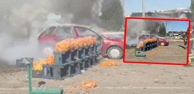 Şanlıurfa’da park halindeki araç bir anda alev aldı!