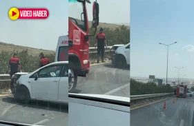 Şanlıurfa’da otomobil bariyerlere çarparak durabildi!